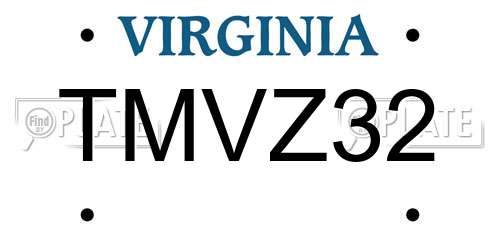 TMVZ32 Virginia License Plate
