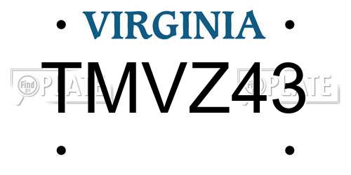 TMVZ43 Virginia License Plate