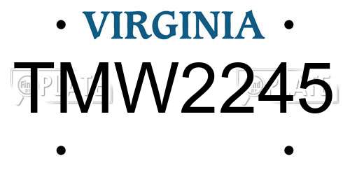 TMW2245 Virginia License Plate