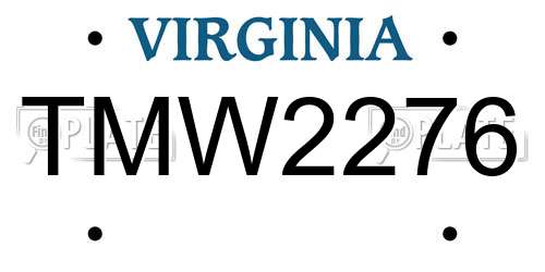 TMW2276 Virginia License Plate