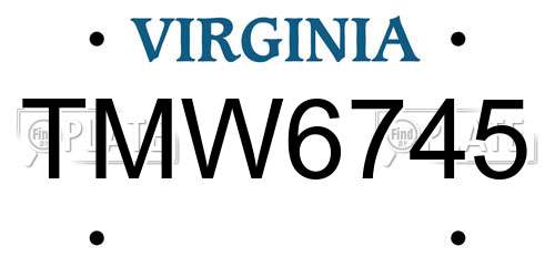 TMW6745 Virginia License Plate