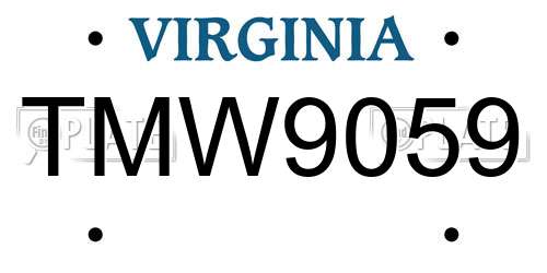 TMW9059 Virginia License Plate
