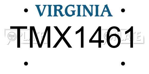 TMX1461 Virginia License Plate