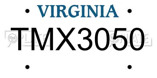TMX3050 Virginia License Plate