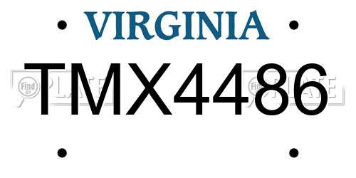 TMX4486 Virginia License Plate