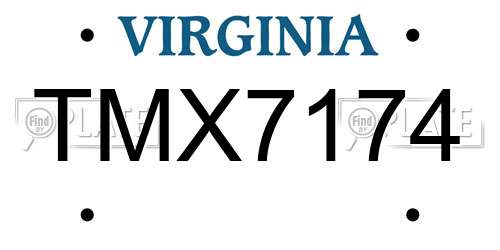 TMX7174 Virginia License Plate