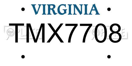 TMX7708 Virginia License Plate