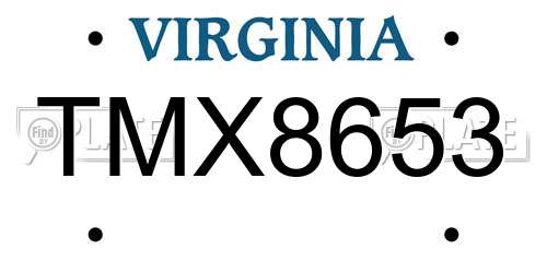 TMX8653 Virginia License Plate