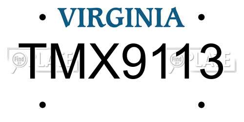 TMX9113 Virginia License Plate