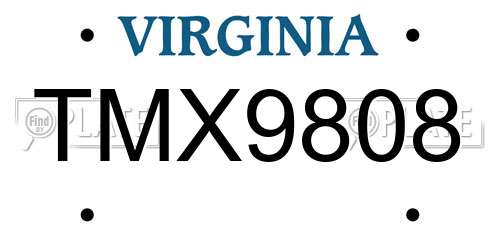 TMX9808 Virginia License Plate