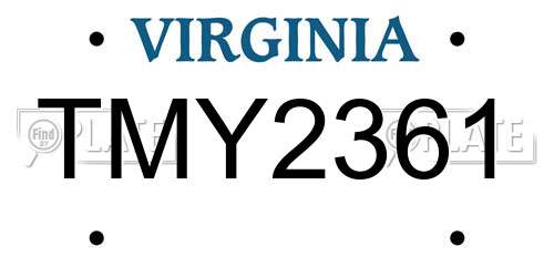 TMY2361 Virginia License Plate