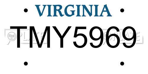 TMY5969 Virginia License Plate