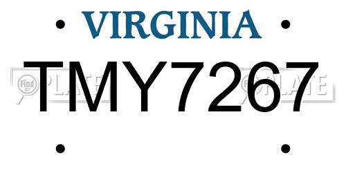 TMY7267 Virginia License Plate