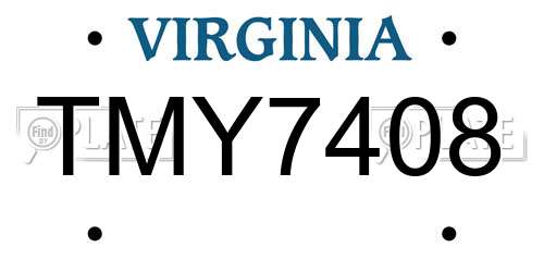 TMY7408 Virginia License Plate