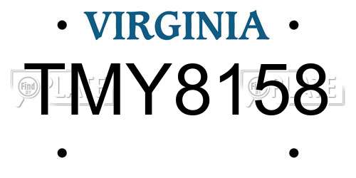TMY8158 Virginia License Plate