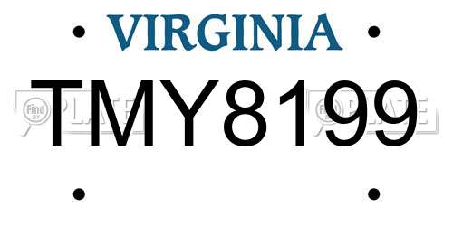 TMY8199 Virginia License Plate