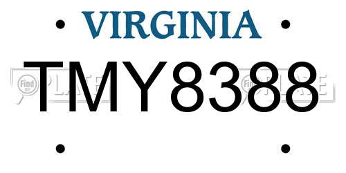 TMY8388 Virginia License Plate