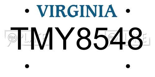 TMY8548 Virginia License Plate