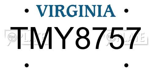 TMY8757 Virginia License Plate