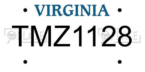 TMZ1128 Virginia License Plate