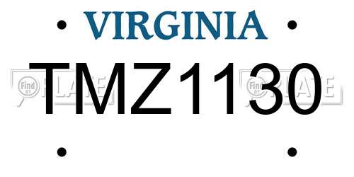 TMZ1130 Virginia License Plate