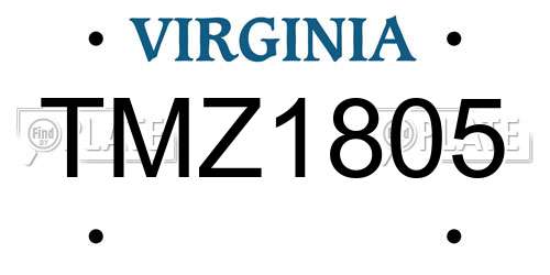 TMZ1805 Virginia License Plate