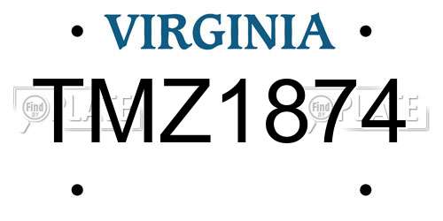 TMZ1874 Virginia License Plate