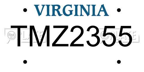 TMZ2355 Virginia License Plate