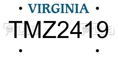 TMZ2419 Virginia License Plate