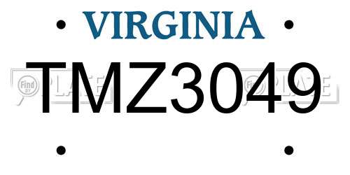 TMZ3049 Virginia License Plate