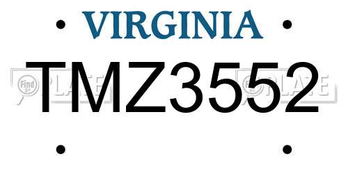 TMZ3552 Virginia License Plate
