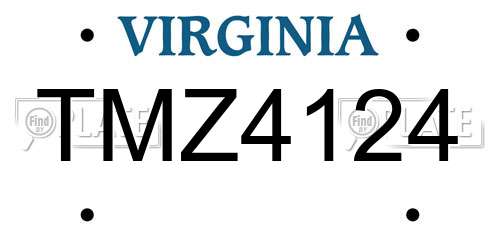 TMZ4124 Virginia License Plate
