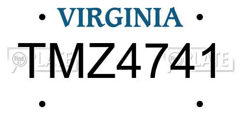 TMZ4741 Virginia License Plate