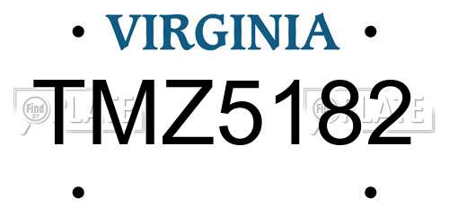TMZ5182 Virginia License Plate