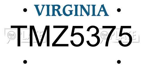 TMZ5375 Virginia License Plate