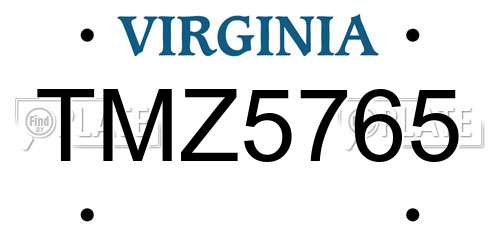 TMZ5765 Virginia License Plate