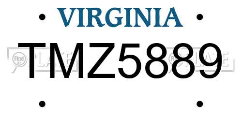 TMZ5889 Virginia License Plate