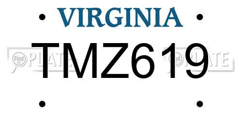 TMZ619 Virginia License Plate