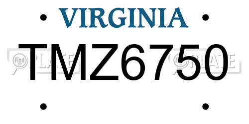 TMZ6750 Virginia License Plate