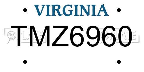 TMZ6960 Virginia License Plate