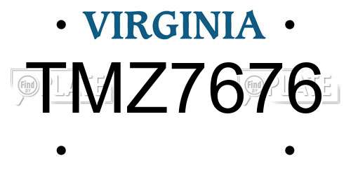 TMZ7676 Virginia License Plate