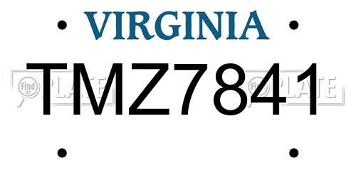 TMZ7841 Virginia License Plate