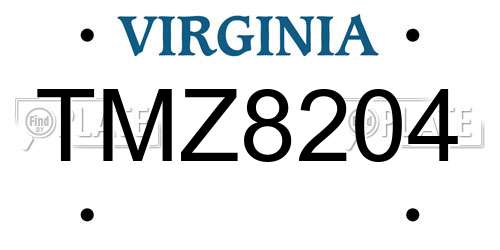 TMZ8204 Virginia License Plate