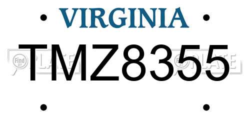 TMZ8355 Virginia License Plate