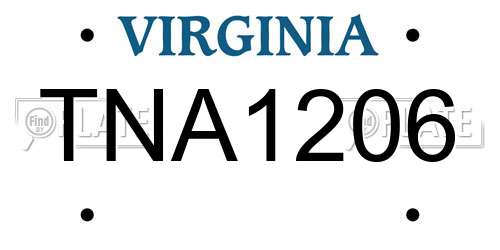 TNA1206 Virginia License Plate
