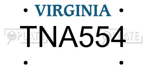 TNA554 Virginia License Plate
