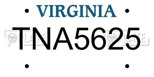 TNA5625 Virginia License Plate