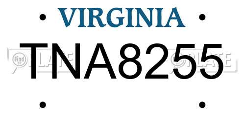 TNA8255 Virginia License Plate