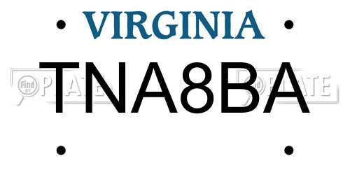 TNA8BA Virginia License Plate