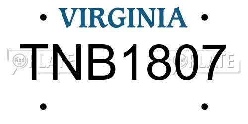 TNB1807 Virginia License Plate